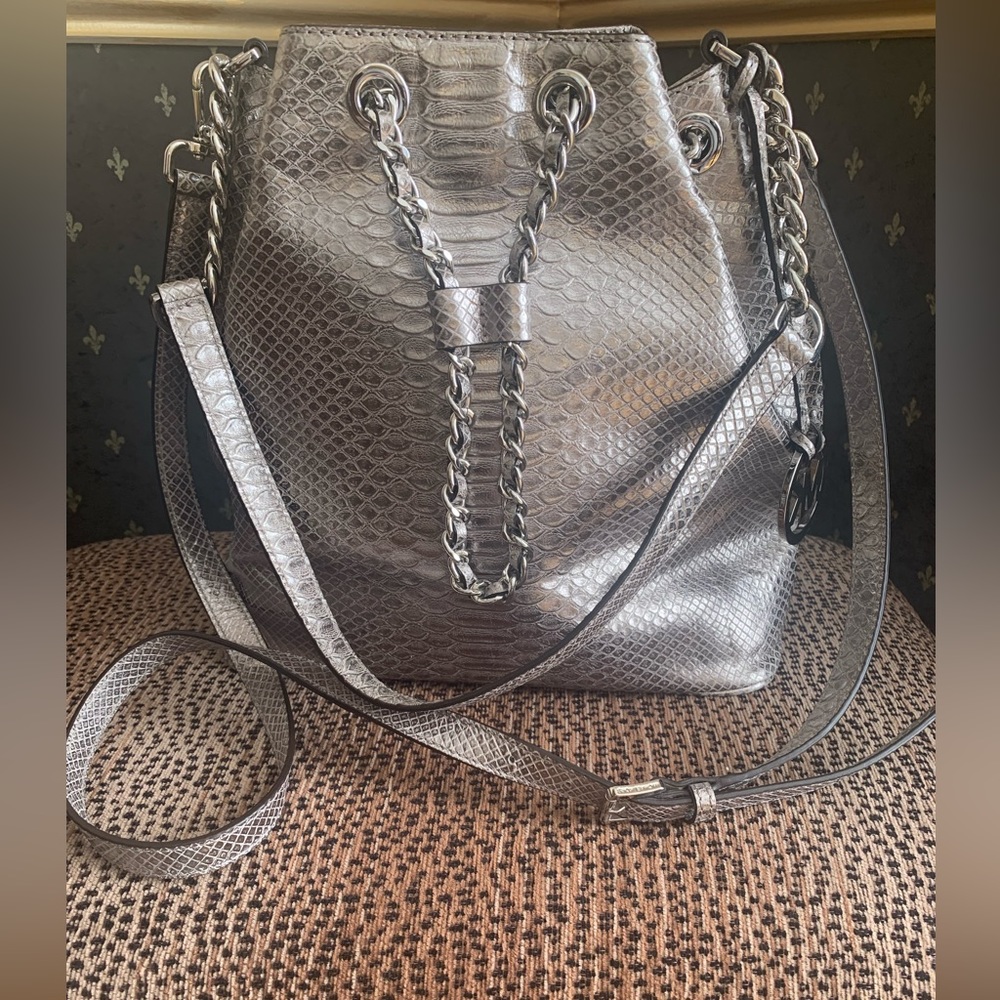 MK leather drawstring bag